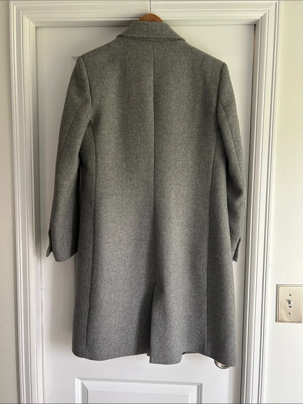 ZARA Grey Single-Button Wool Blend Coat